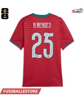 Günstige Portugal Nuno Mendes #25 Heimtrikot Damen WM 2026 Kurzarm